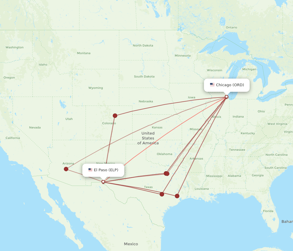 ELP-ORD flight routes