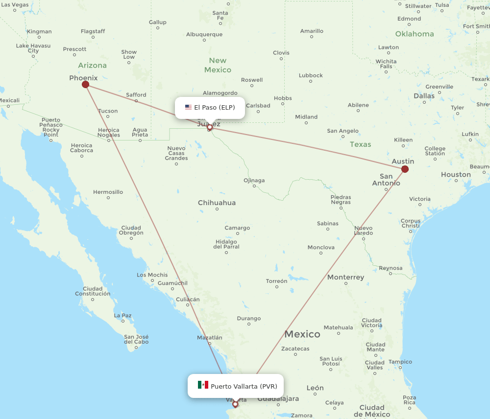 ELP-PVR flight routes