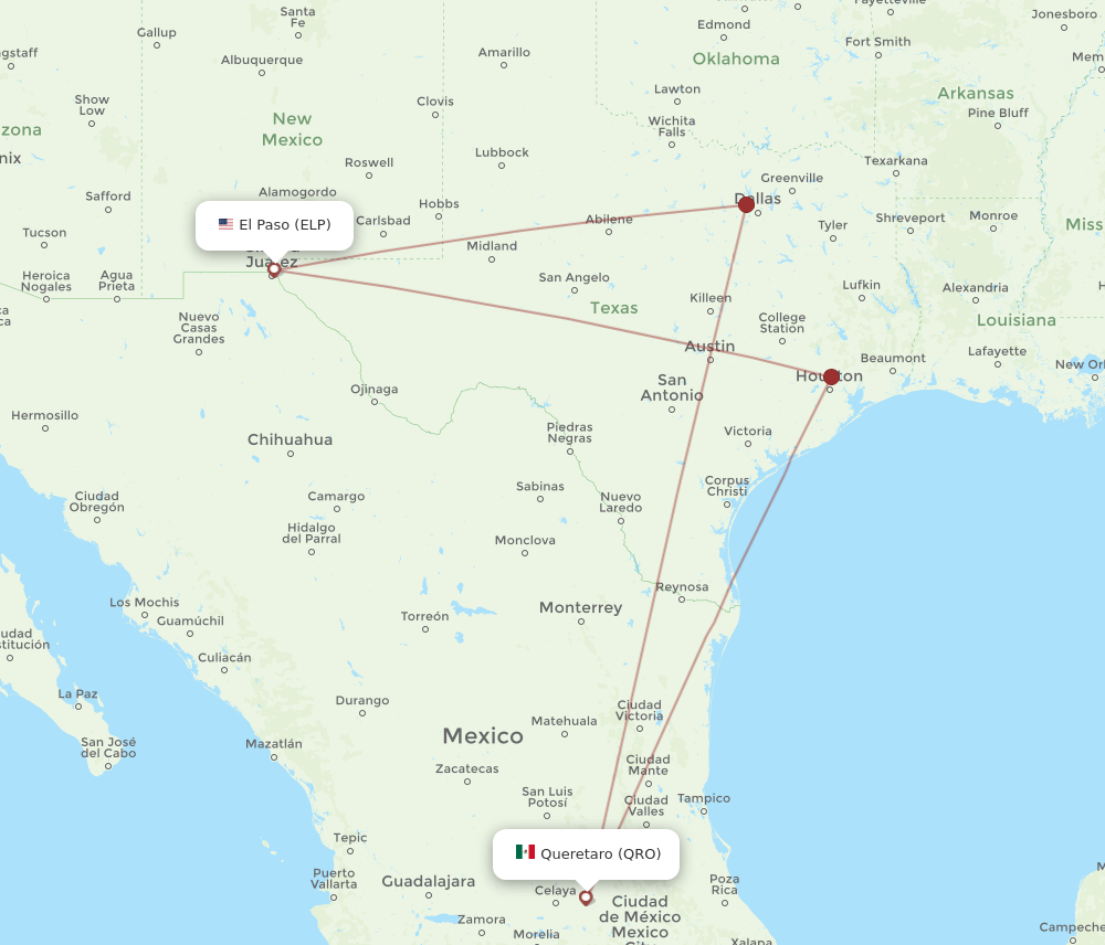 ELP-QRO flight routes