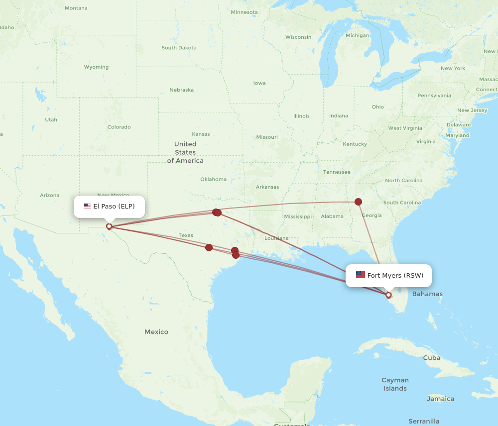 ELP to RSW flights and routes map