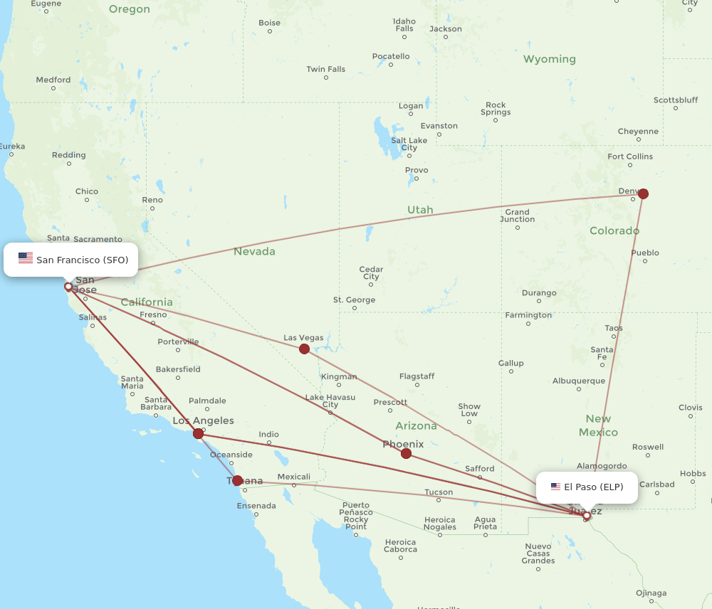 ELP-SFO flight routes