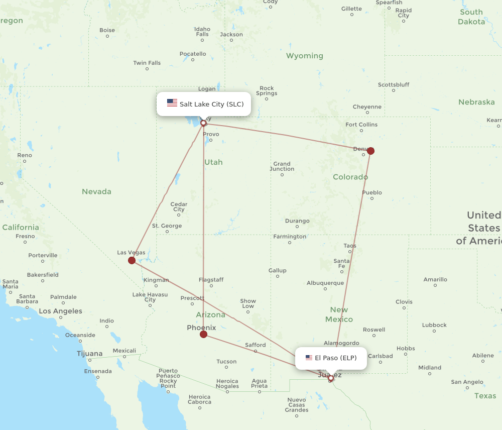 ELP to SLC flights and routes map