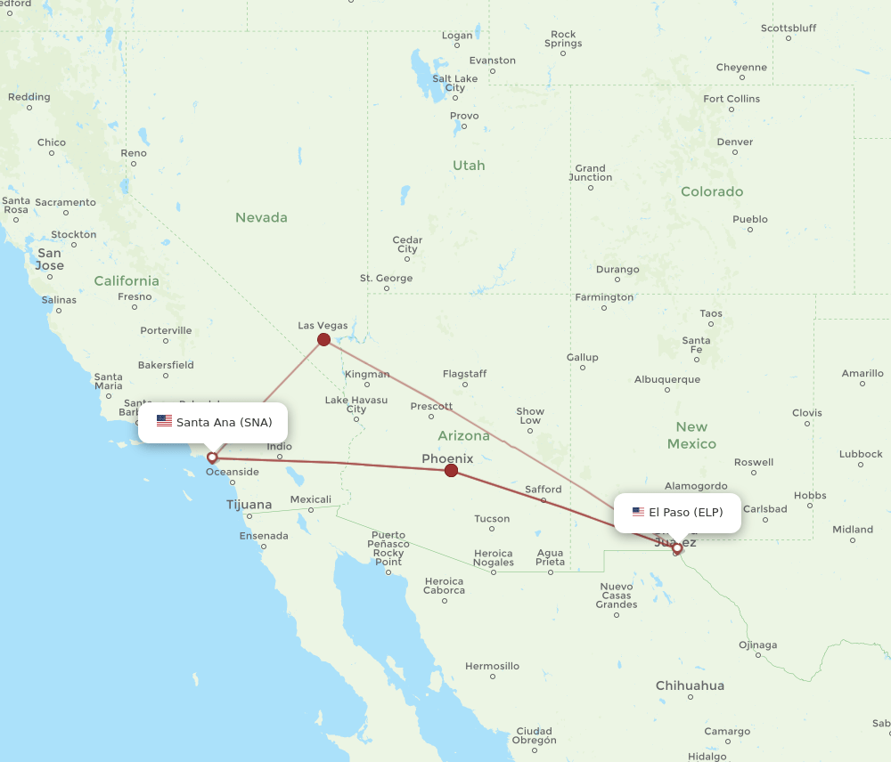 ELP-SNA flight routes