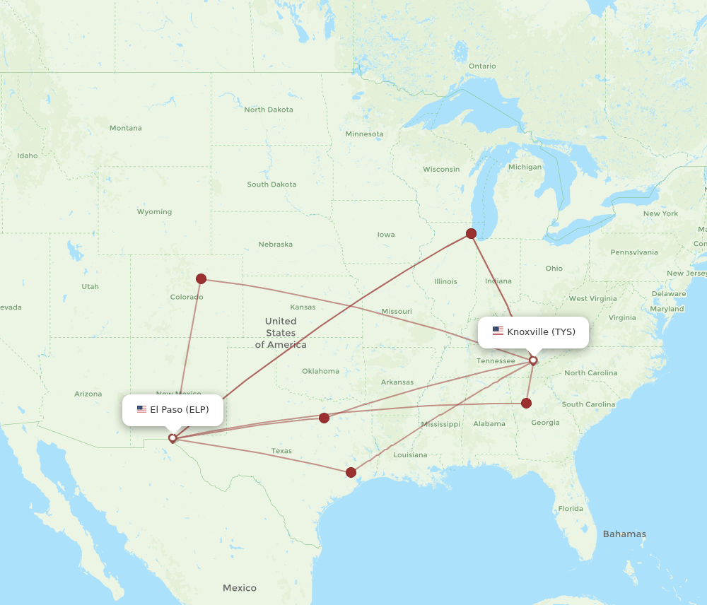 ELP-TYS flight routes