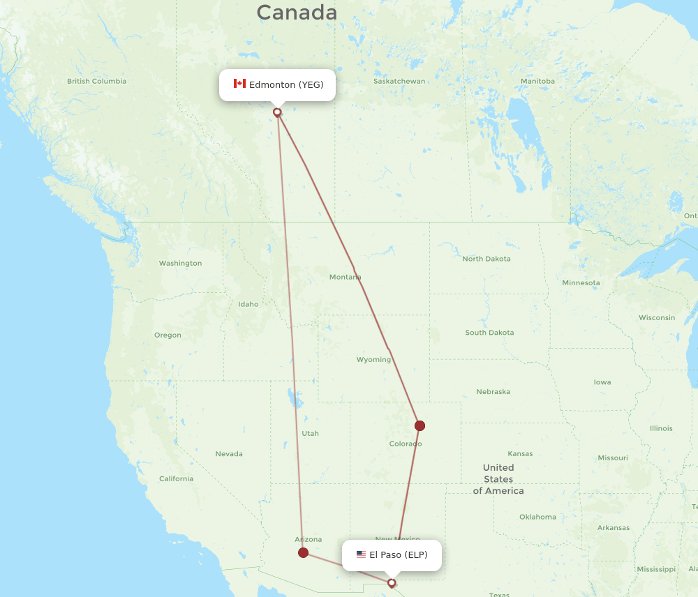 ELP-YEG flight routes