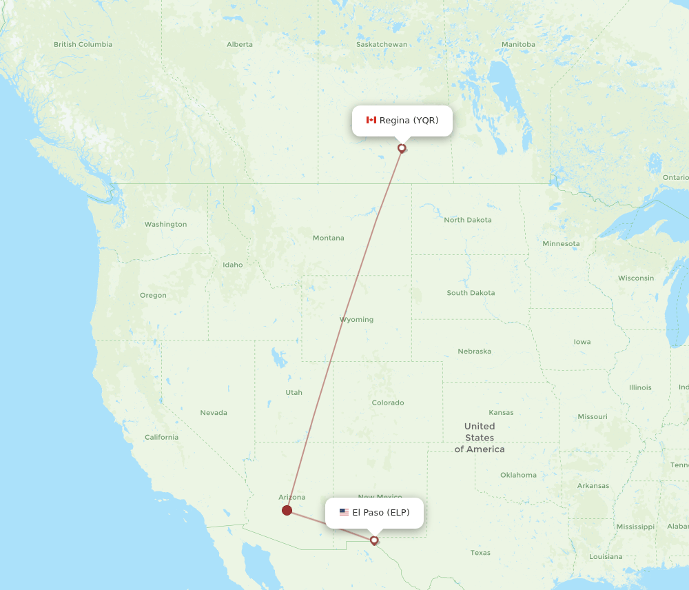 ELP to YQR flights and routes map