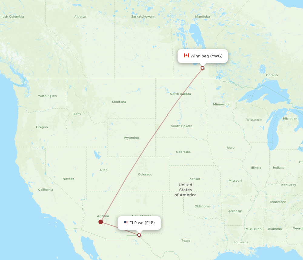 ELP-YWG flight routes
