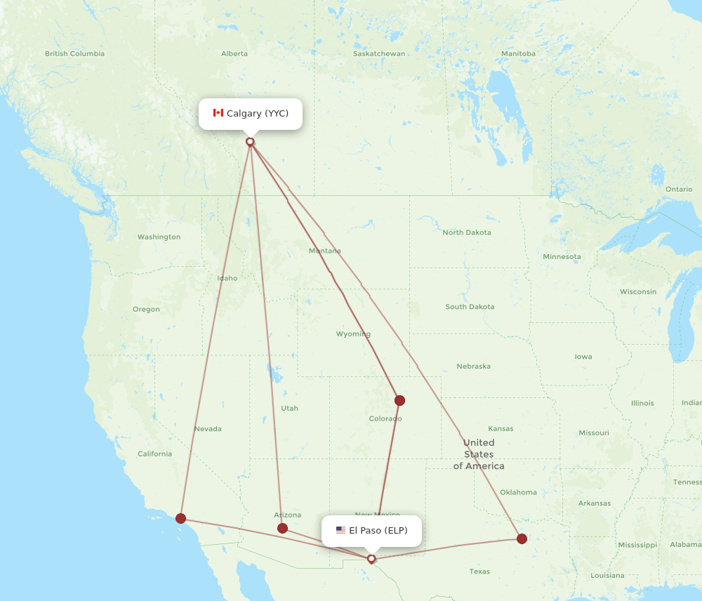 ELP-YYC flight routes