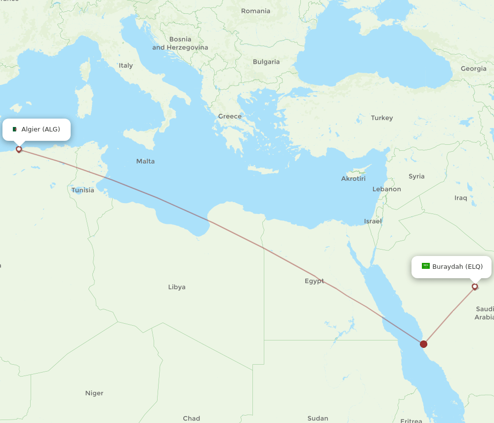 ELQ-ALG flight routes