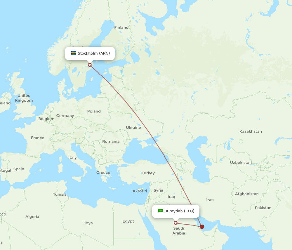 ELQ-ARN flight routes