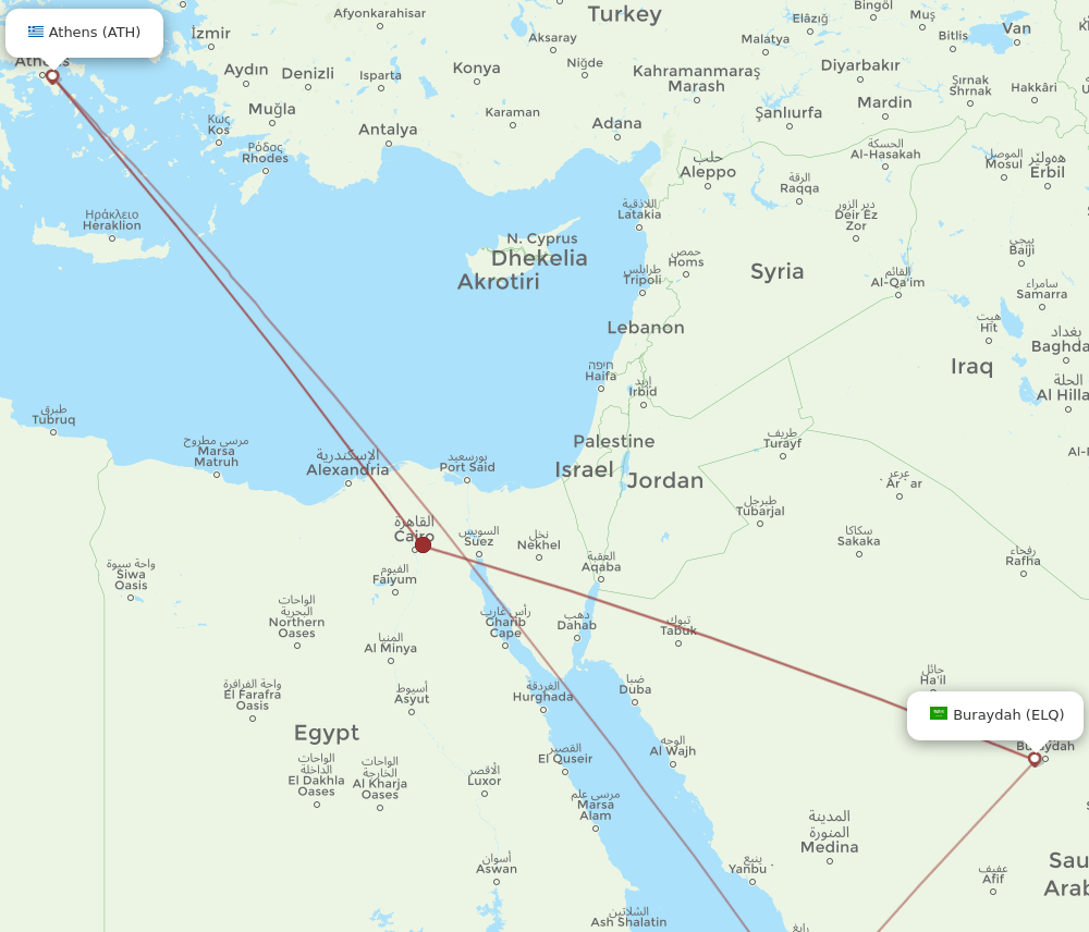 ELQ-ATH flight routes