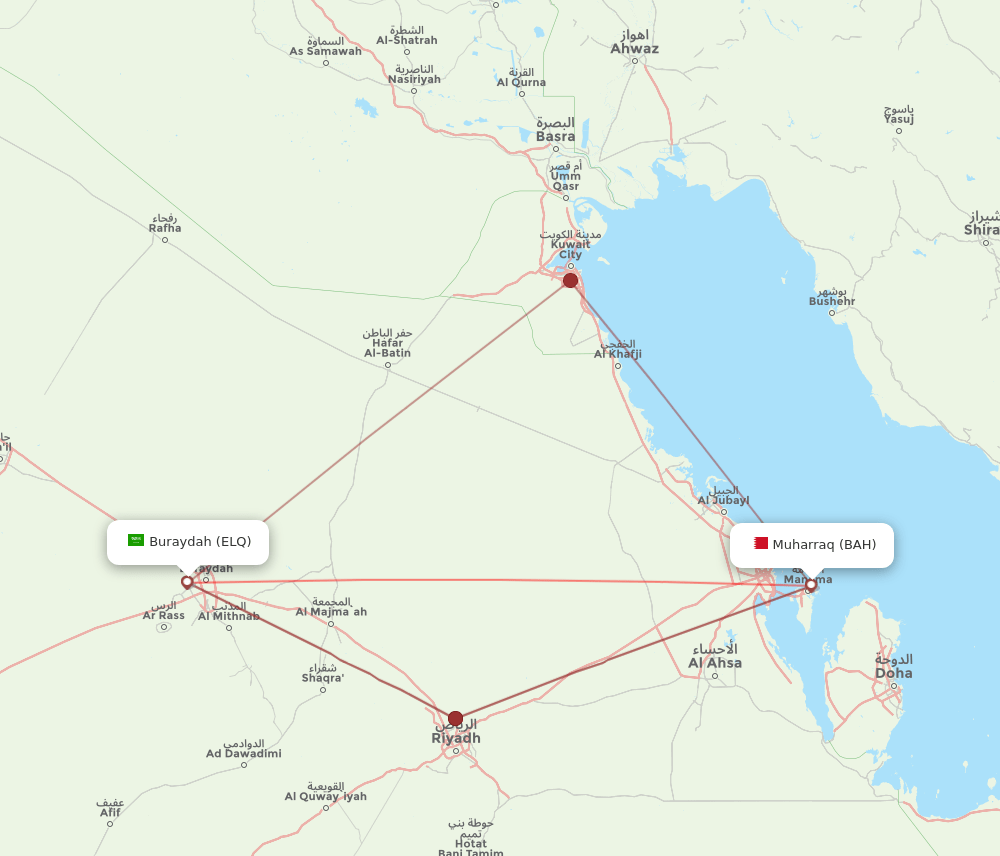 ELQ-BAH flight routes