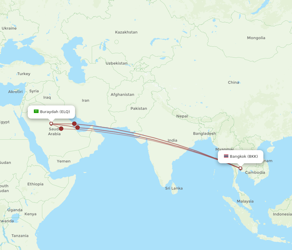 ELQ-BKK flight routes