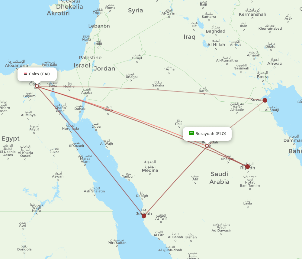 ELQ to CAI flights and routes map