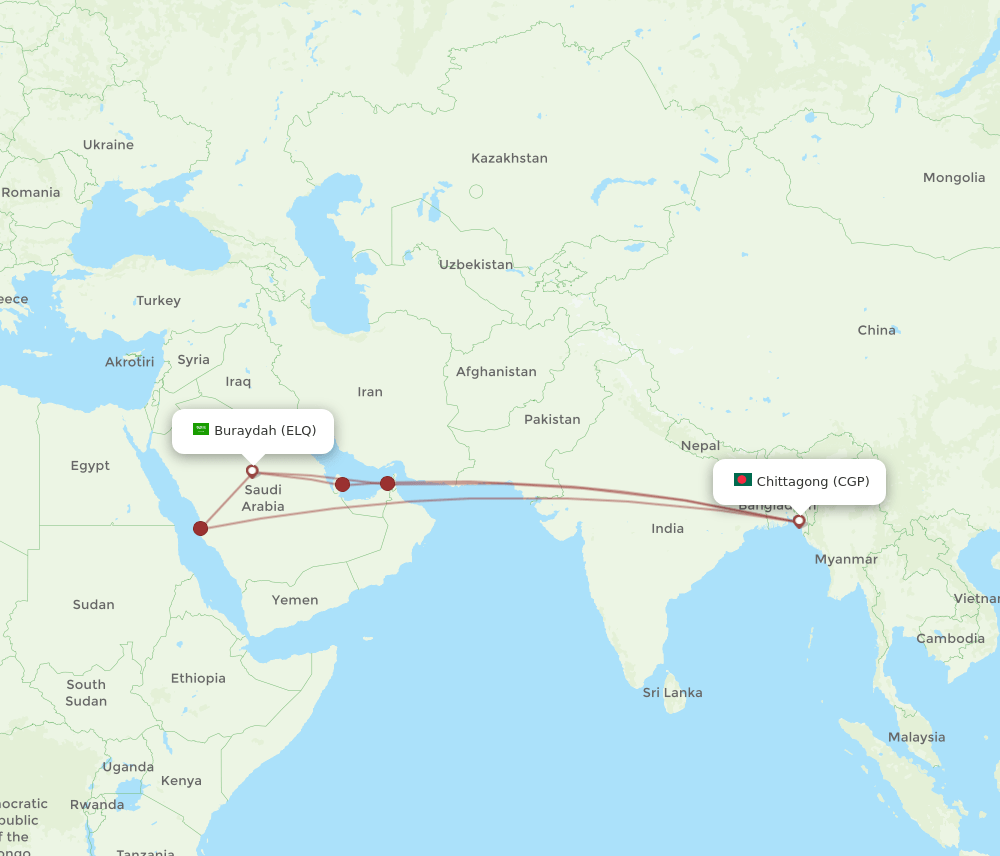 ELQ to CGP flights and routes map