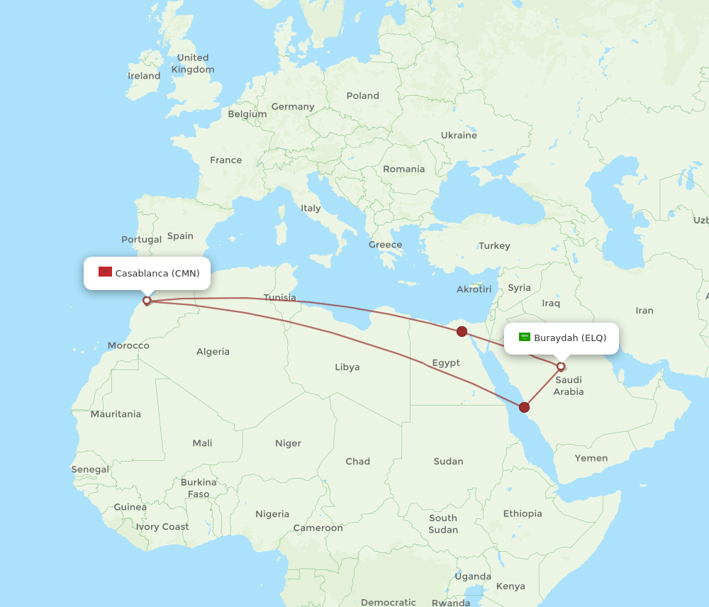 ELQ-CMN flight routes