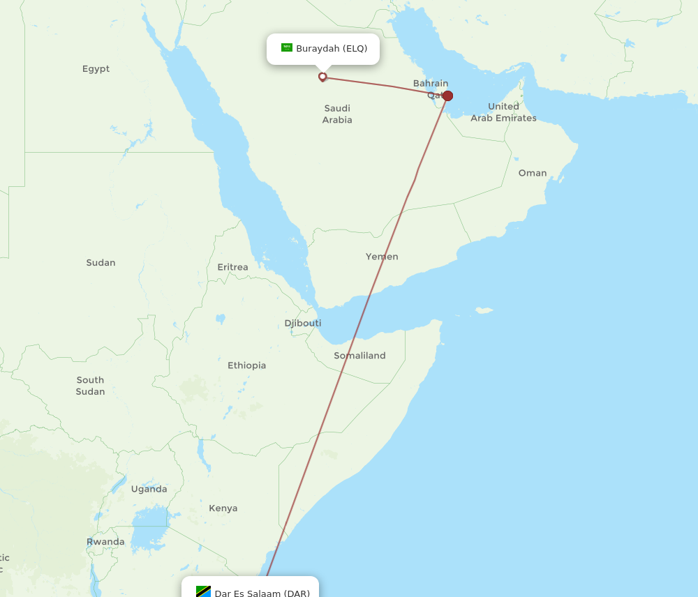 ELQ to DAR flights and routes map