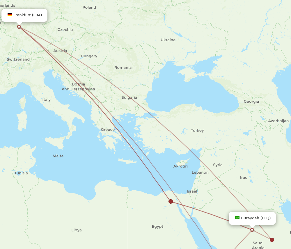 ELQ-FRA flight routes