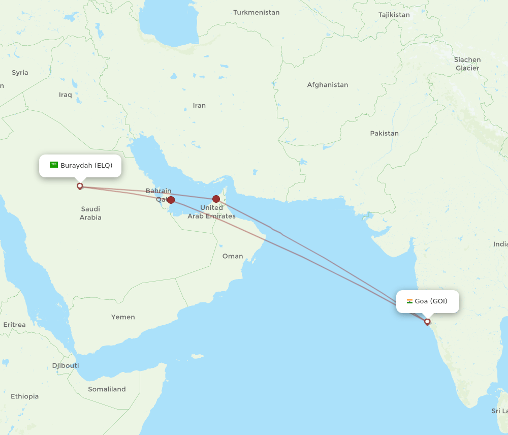 ELQ-GOI flight routes