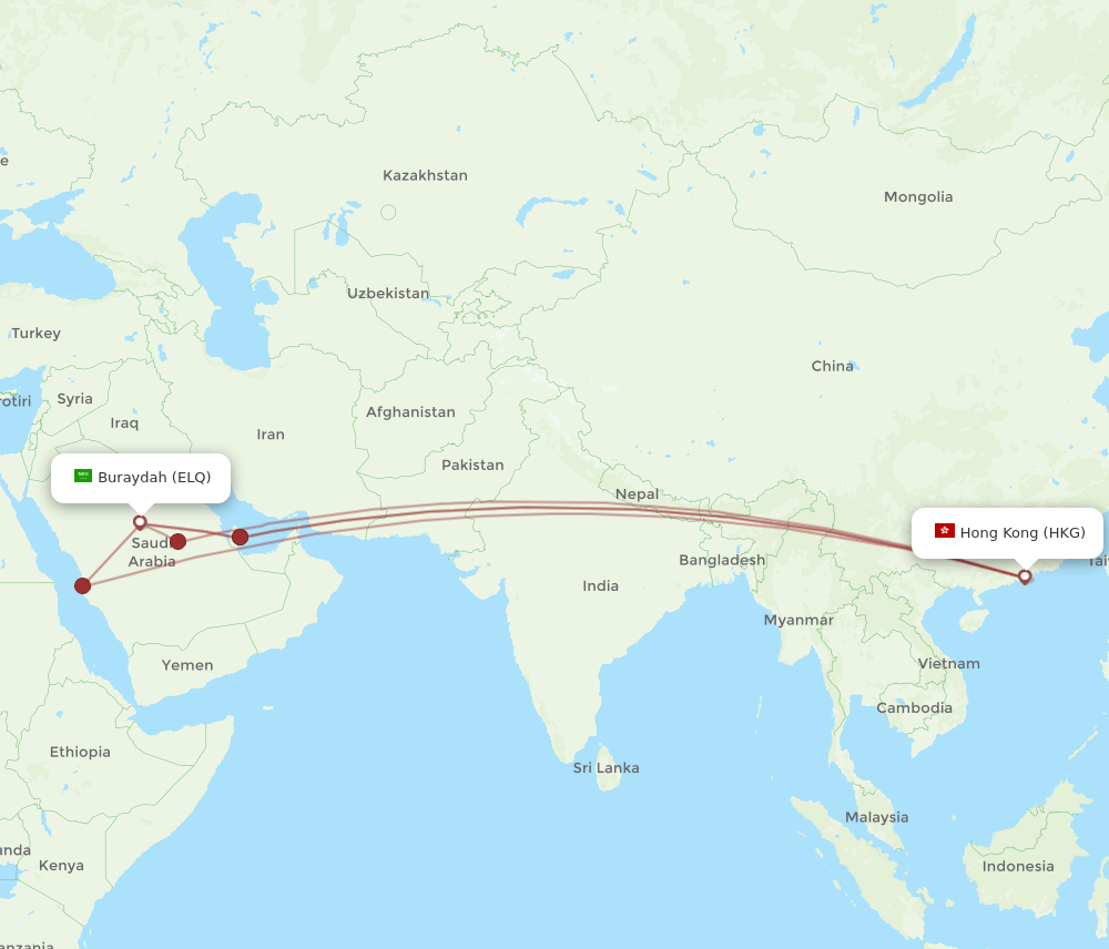 ELQ-HKG flight routes
