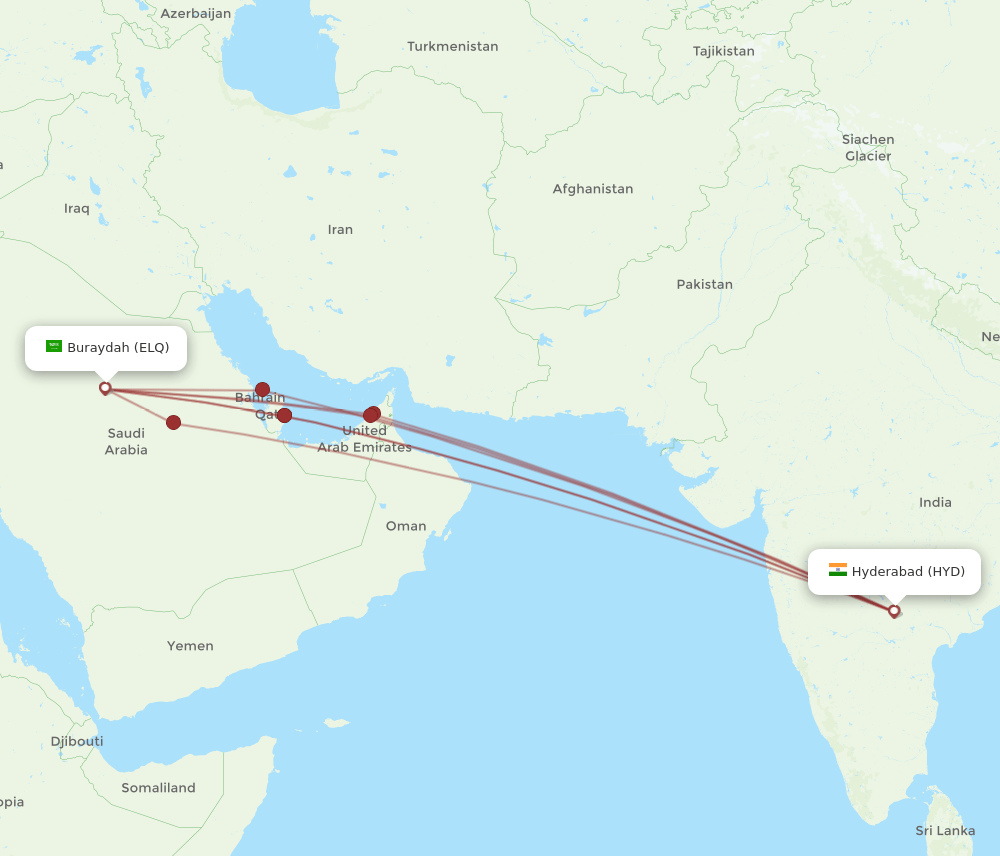 ELQ-HYD flight routes
