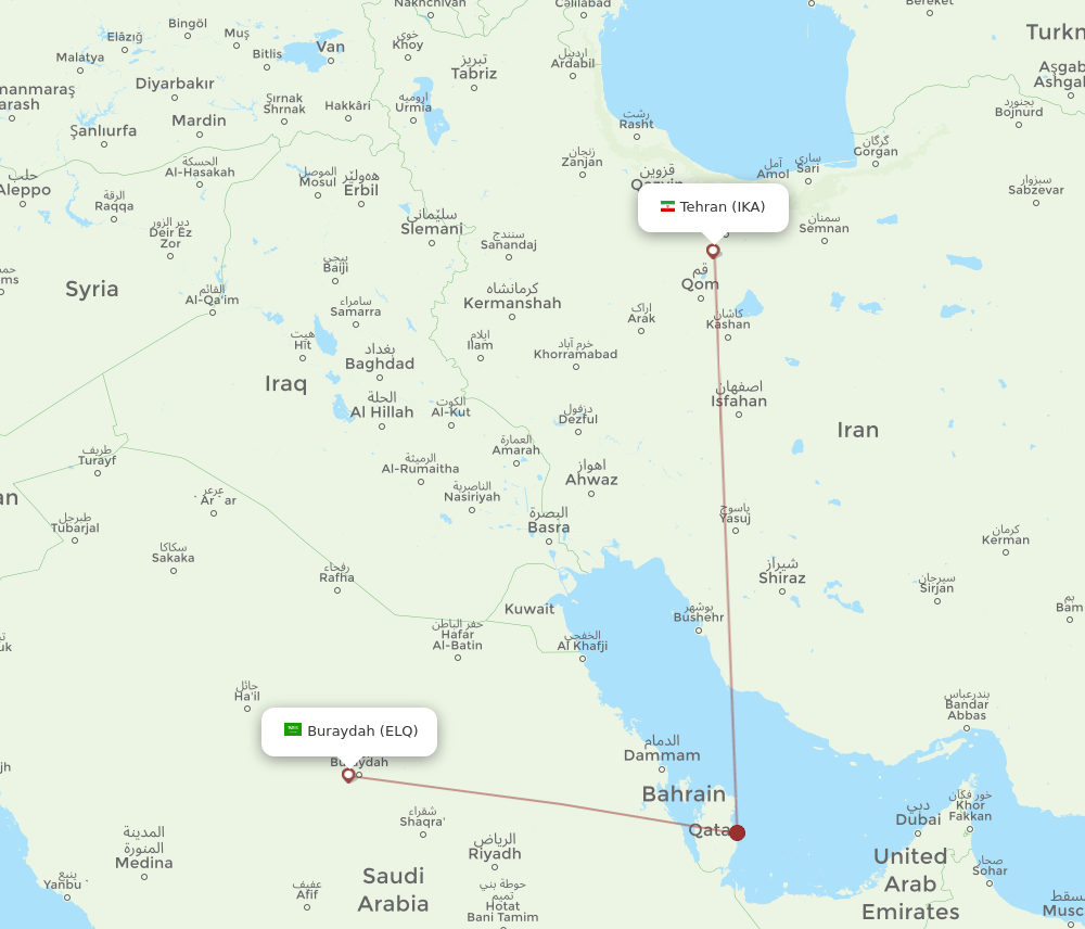 ELQ-IKA flight routes