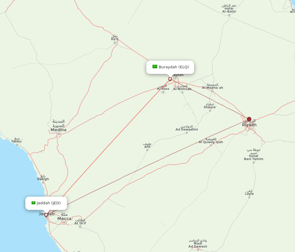 ELQ-JED flight routes