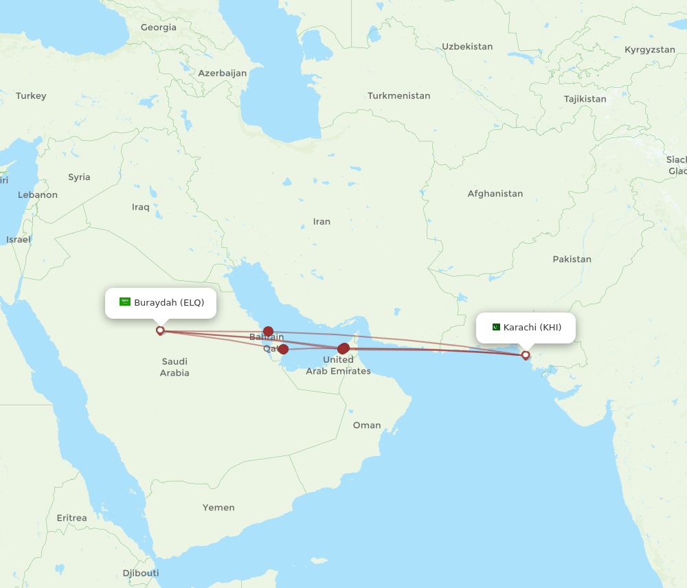 ELQ-KHI flight routes
