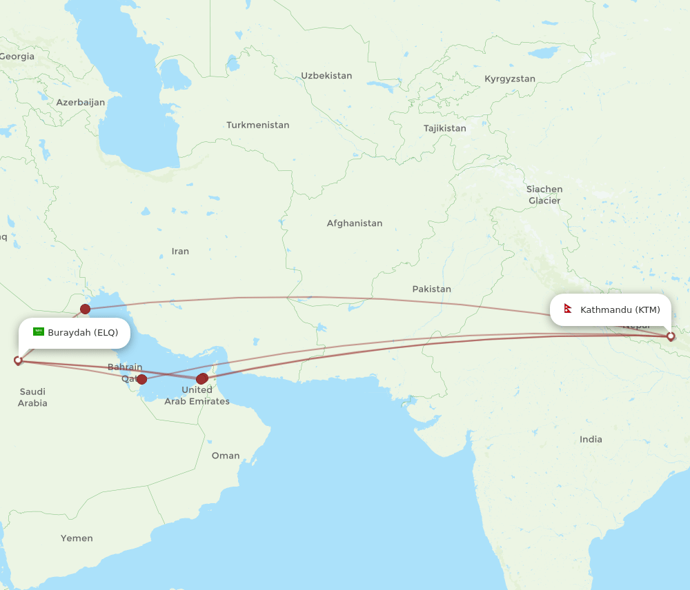 ELQ-KTM flight routes
