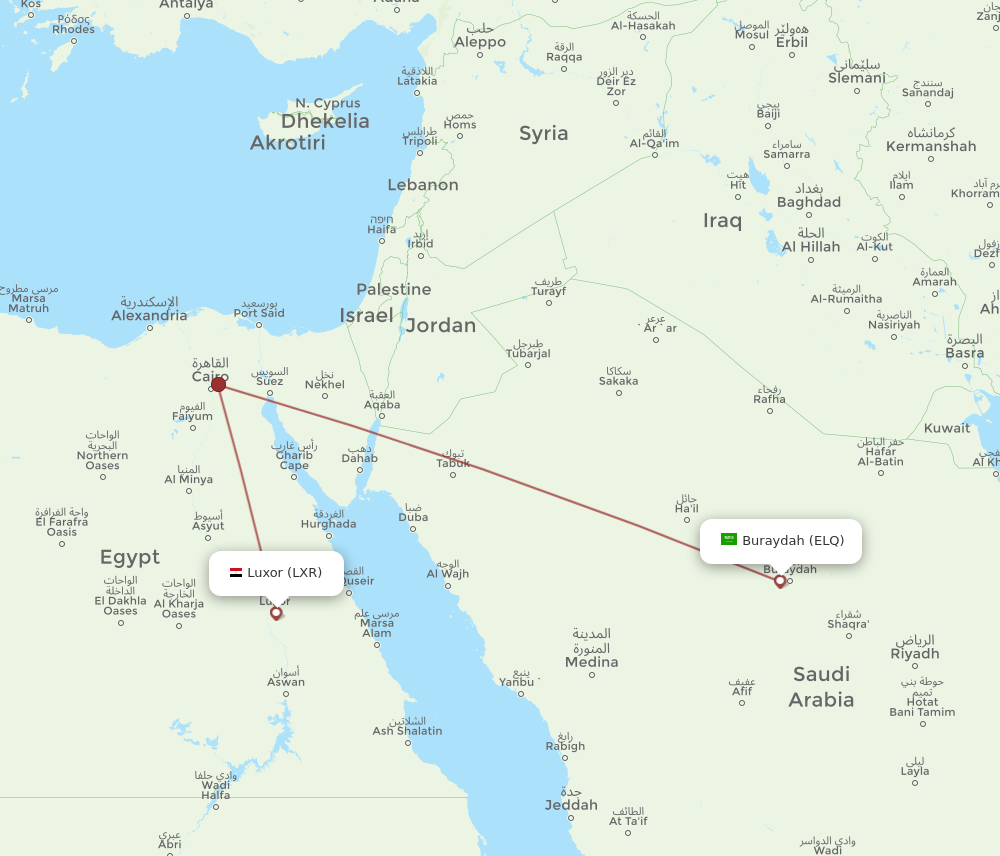 ELQ to LXR flights and routes map