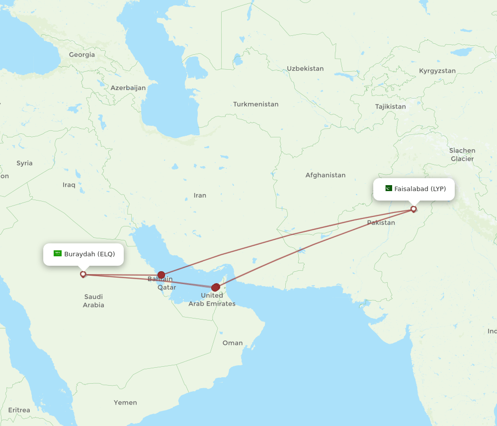 ELQ-LYP flight routes