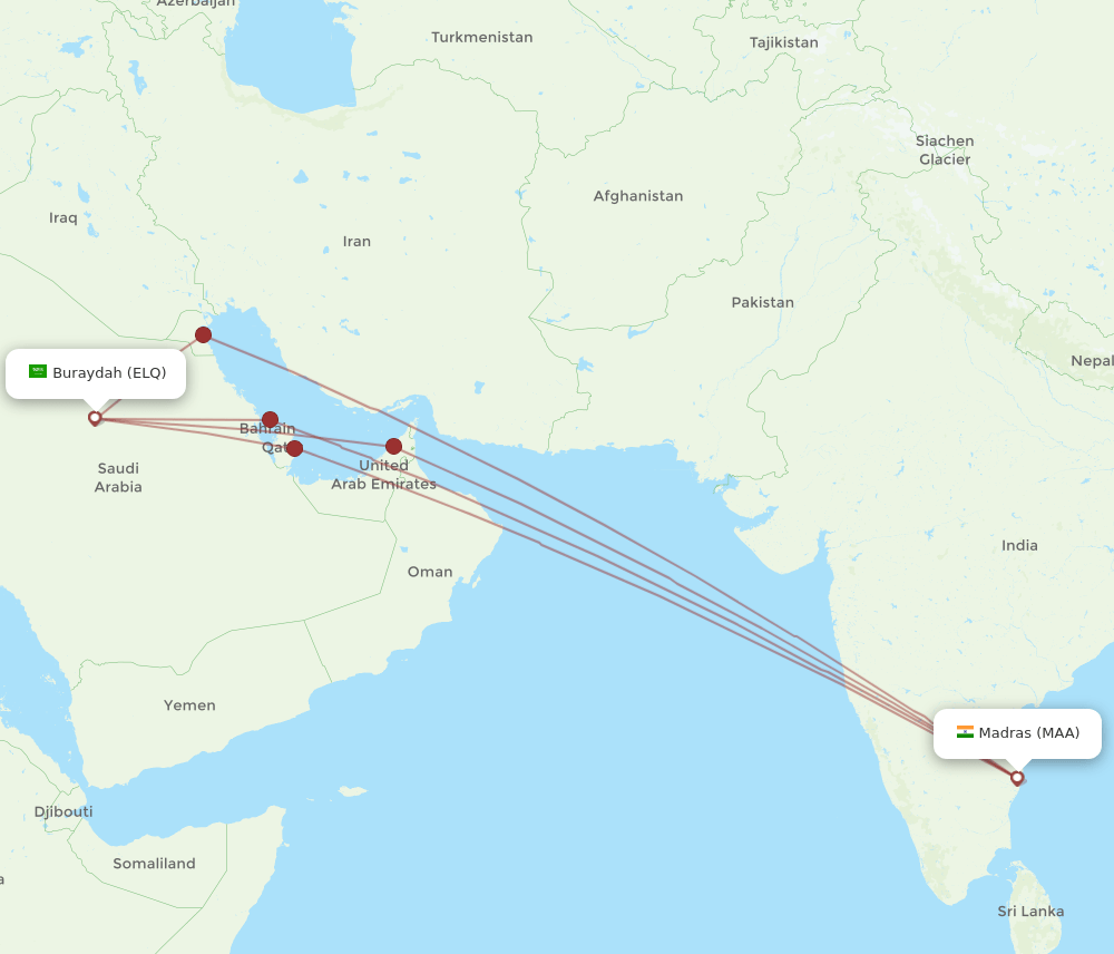 ELQ-MAA flight routes