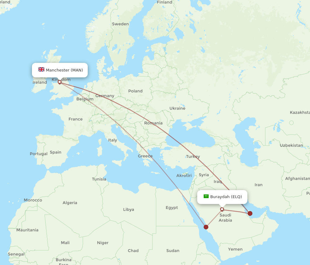 ELQ-MAN flight routes