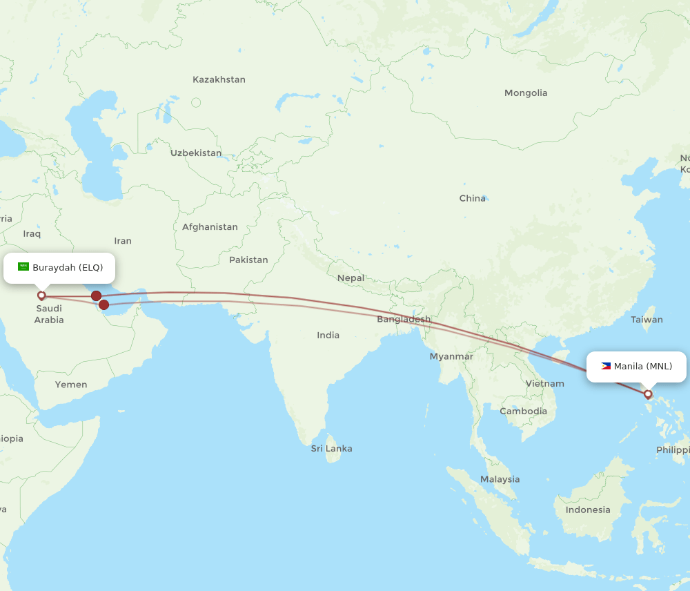 ELQ-MNL flight routes