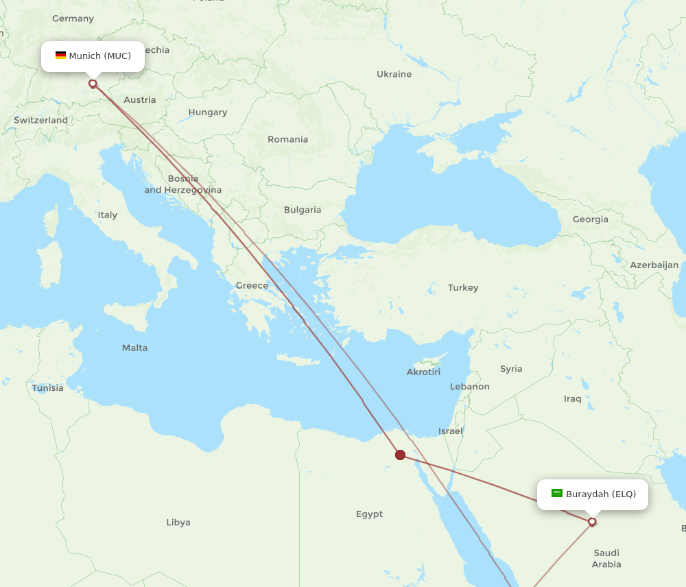 ELQ-MUC flight routes
