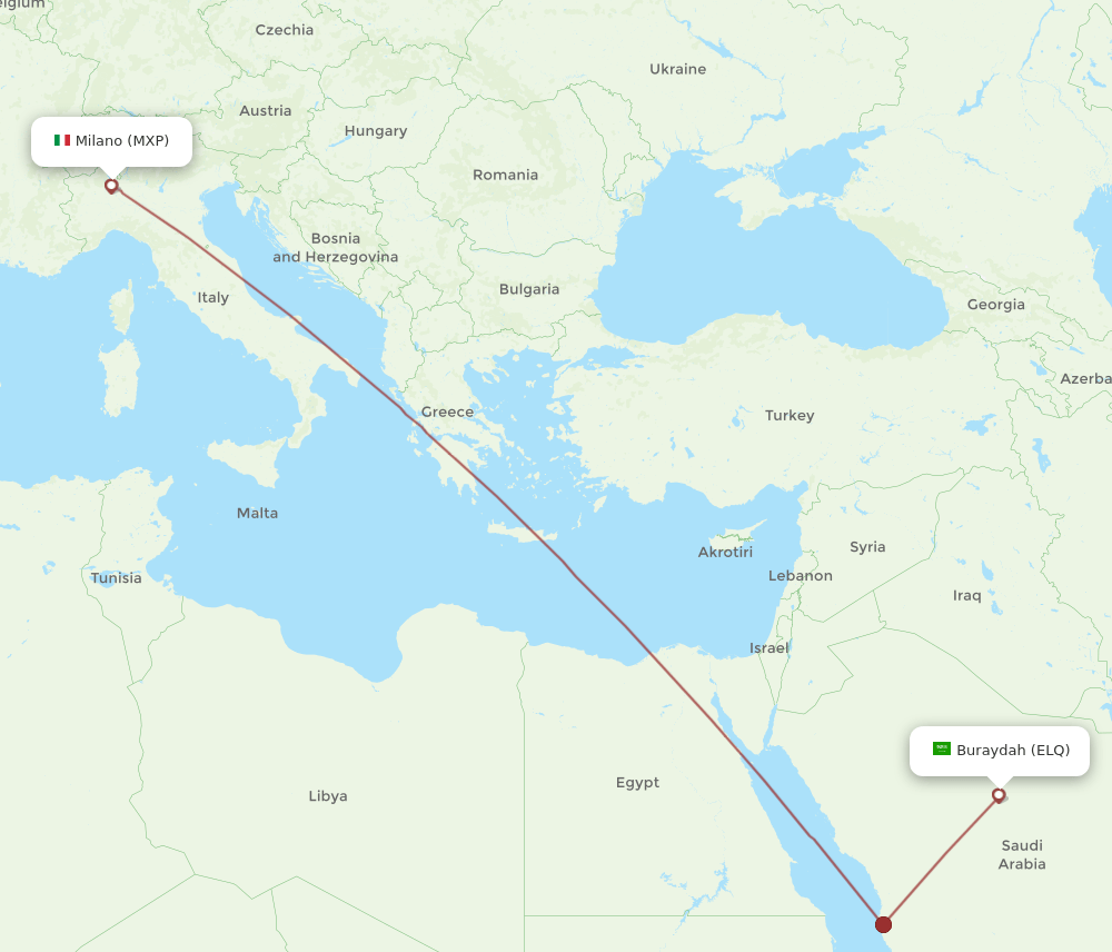 ELQ-MXP flight routes