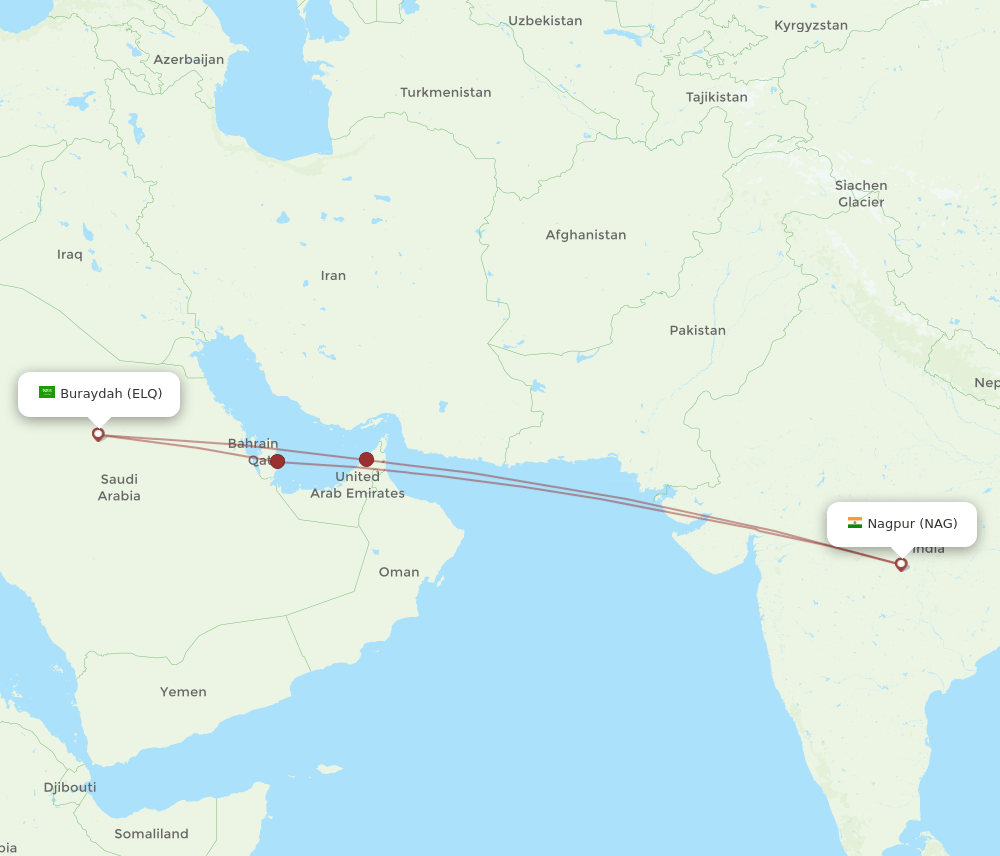 ELQ-NAG flight routes