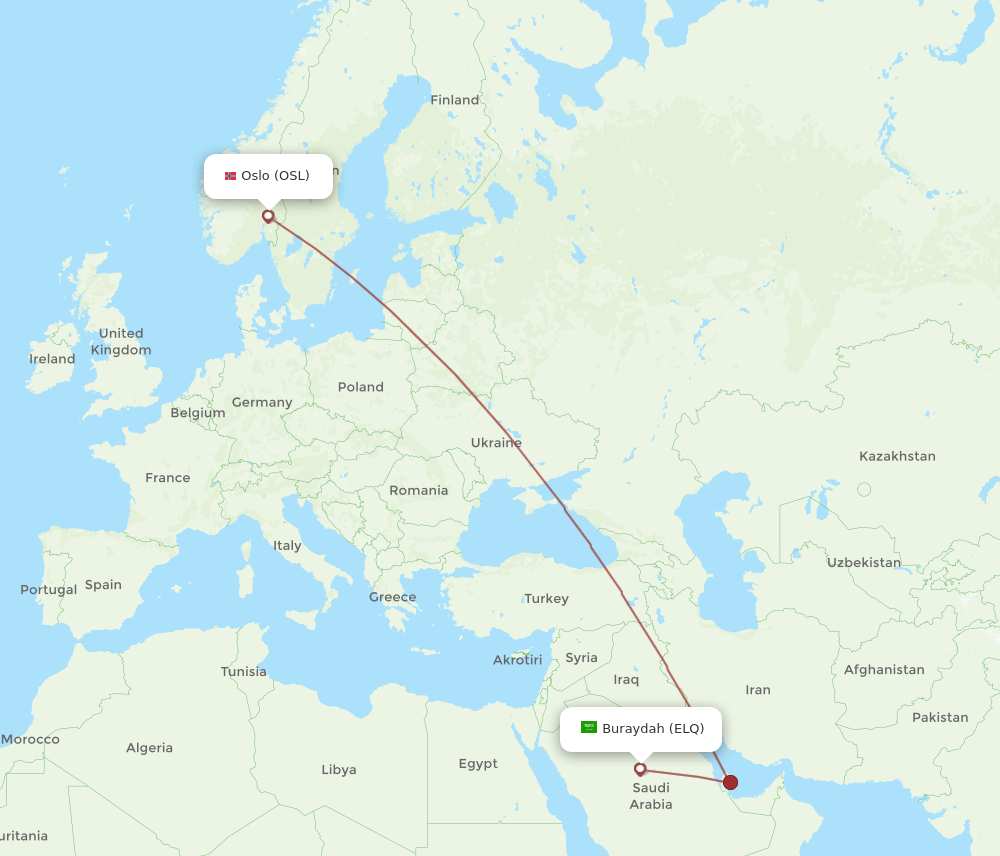 ELQ-OSL flight routes