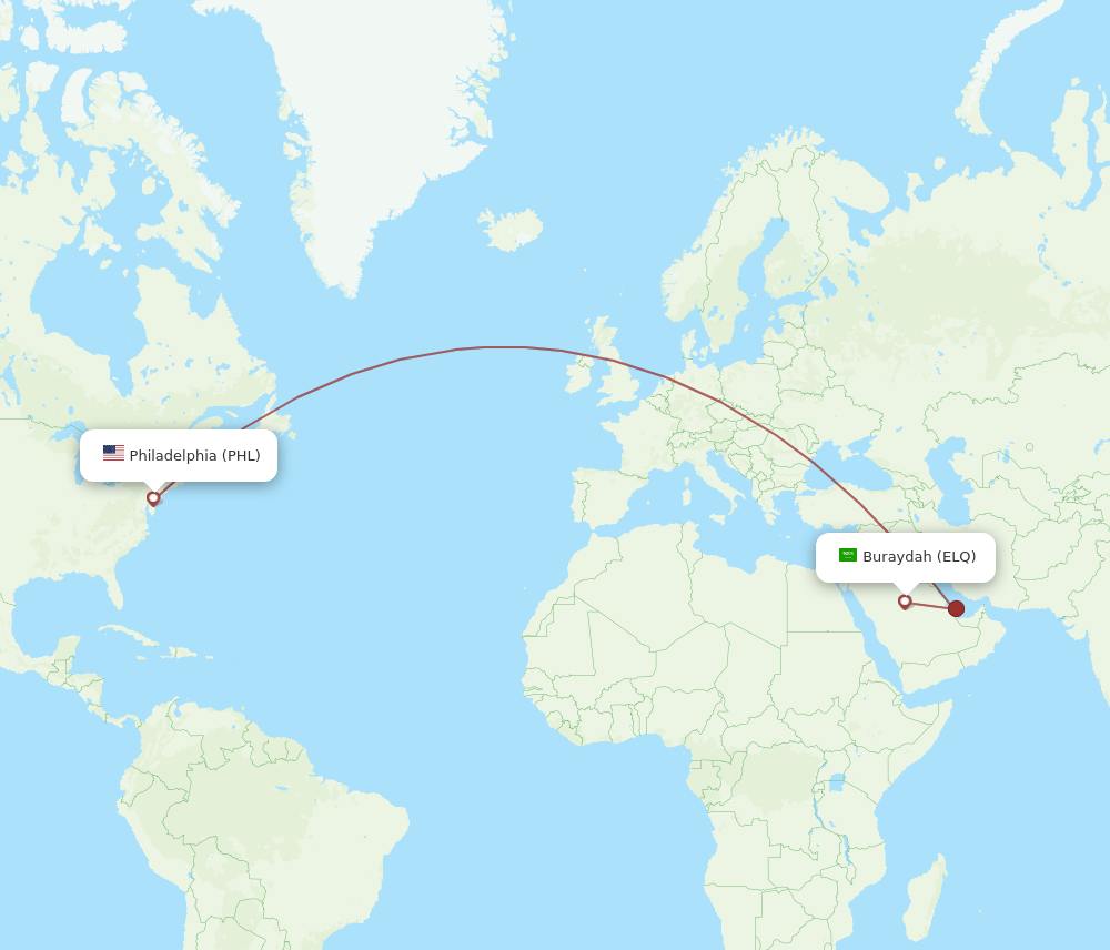ELQ-PHL flight routes