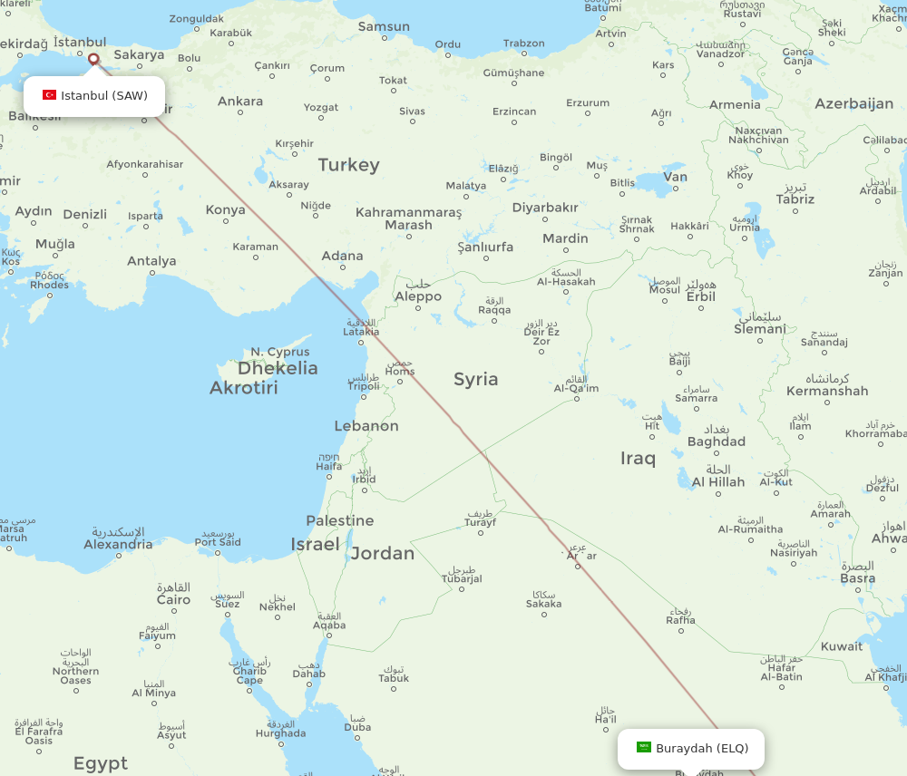 SAW to ELQ flights and routes map