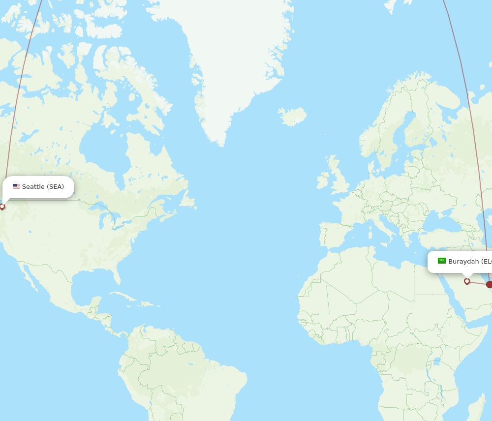 SEA to ELQ flights and routes map