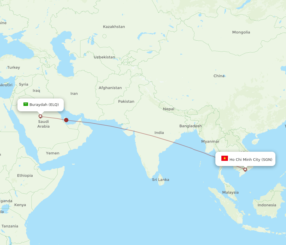 ELQ to SGN flights and routes map