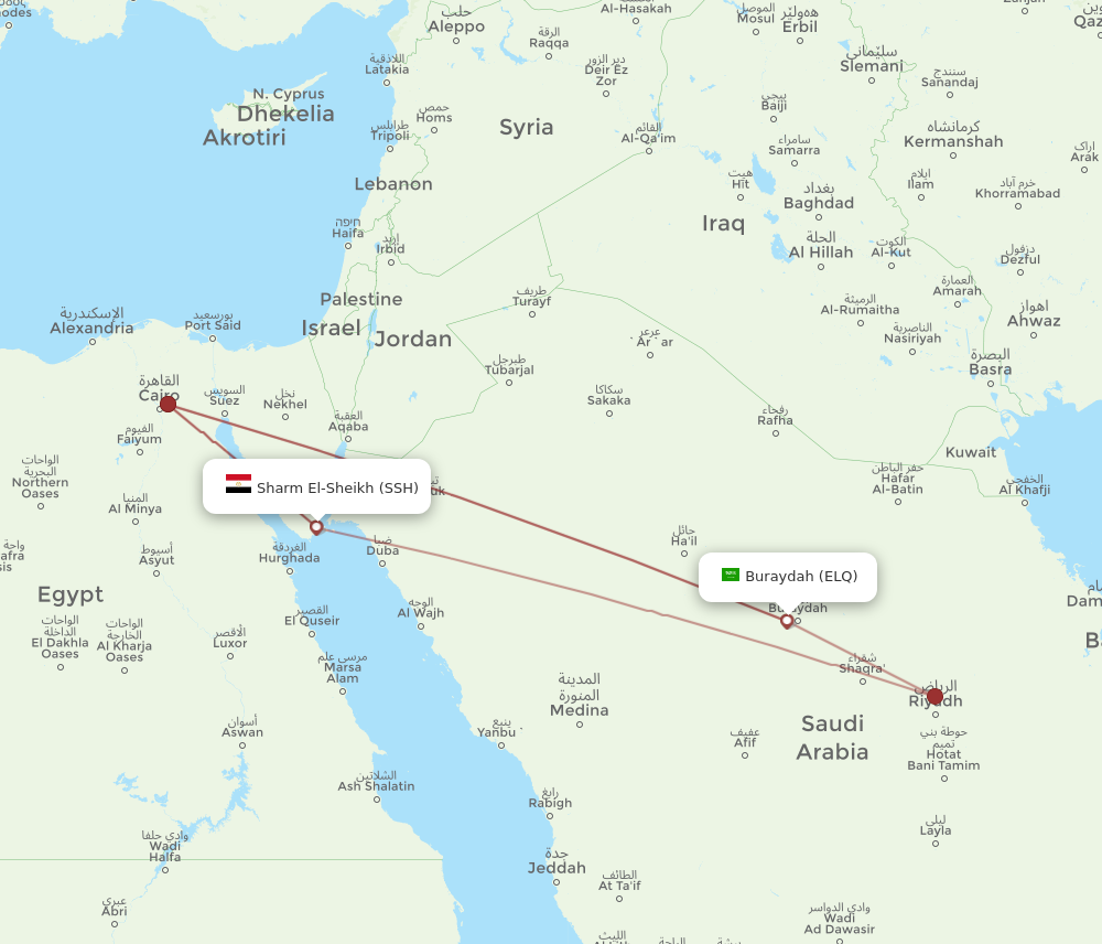 ELQ to SSH flights and routes map