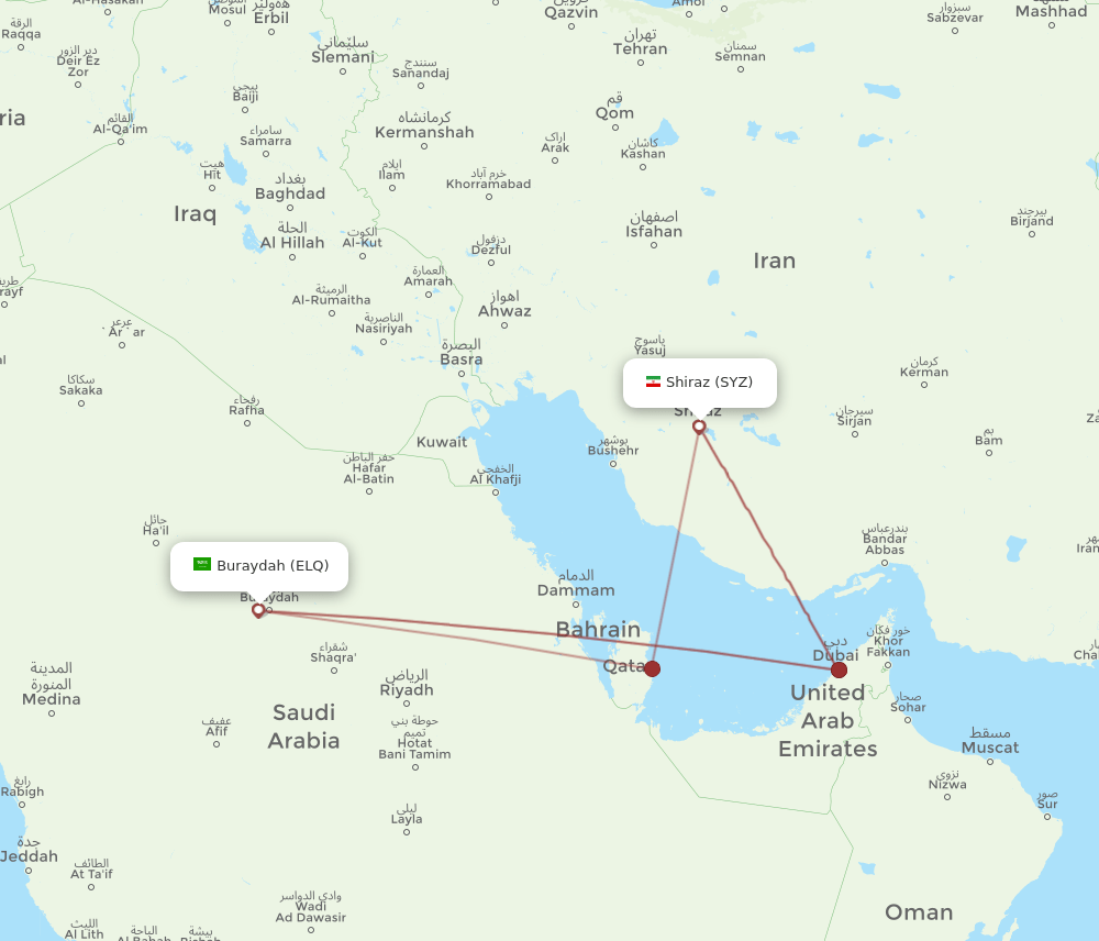 ELQ-SYZ flight routes