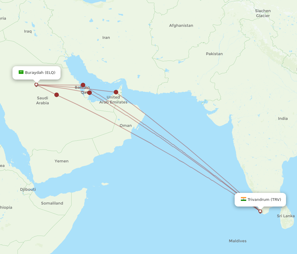 ELQ-TRV flight routes