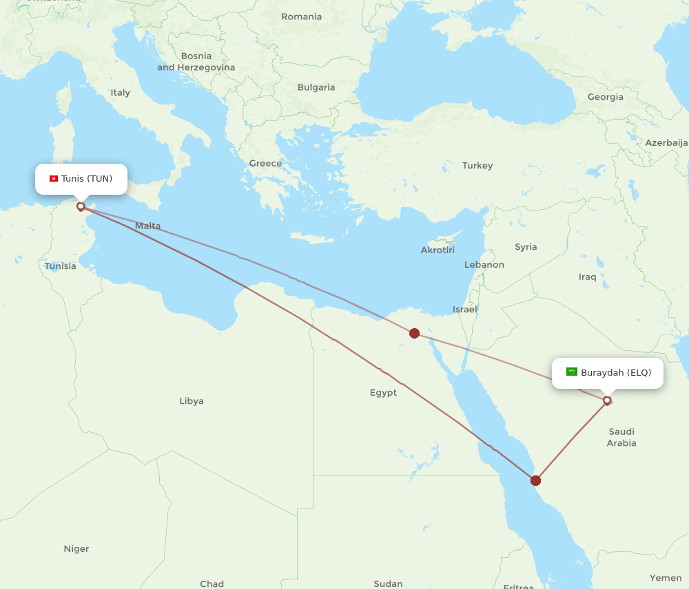 ELQ-TUN flight routes