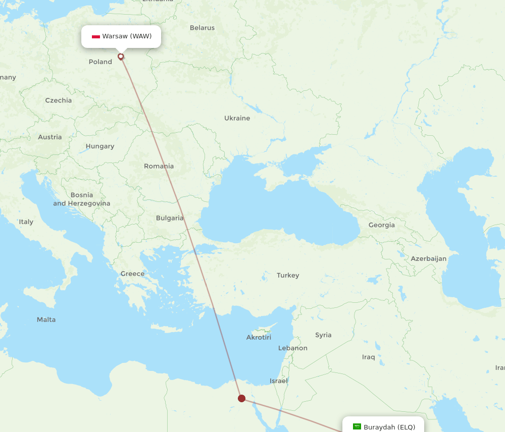 ELQ-WAW flight routes