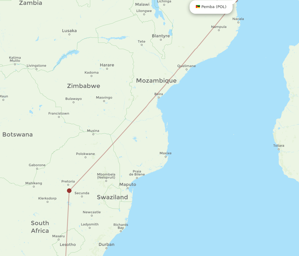 ELS to POL flights and routes map