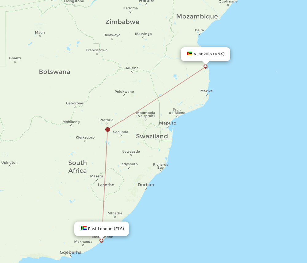 ELS-VNX flight routes