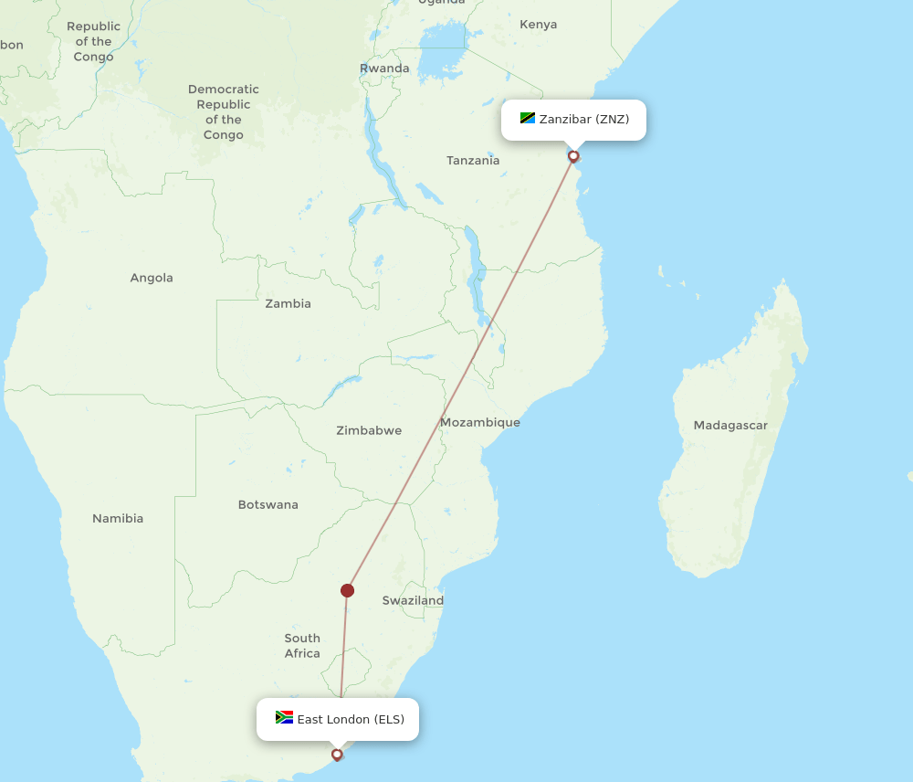 ELS-ZNZ flight routes